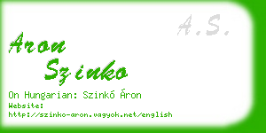 aron szinko business card